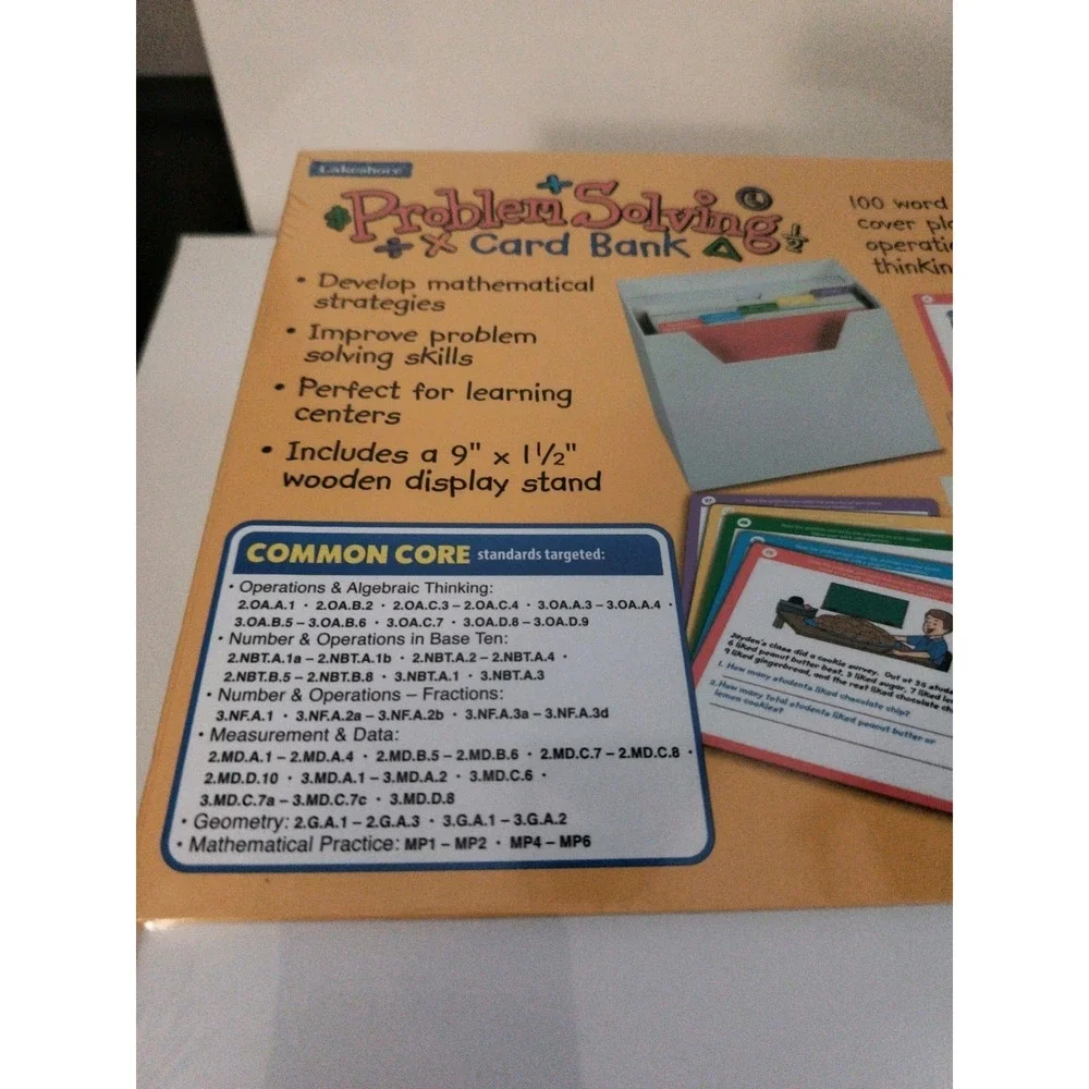Problem Solving Card Bank by Lakeshore Grade 2-3, 5 Math Domains New sealed